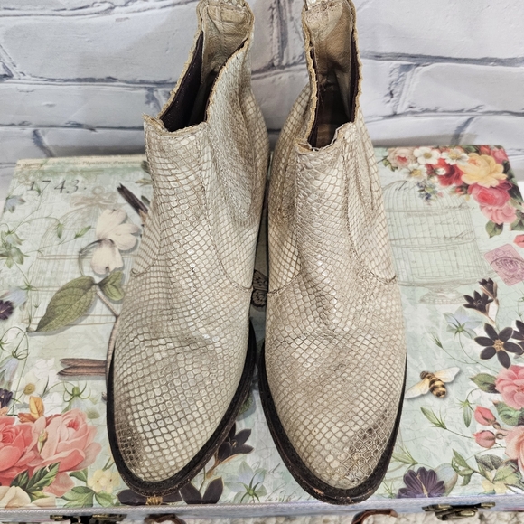 Freebird Lasso White Snakeskin Ankle Booties - Picture 6 of 8